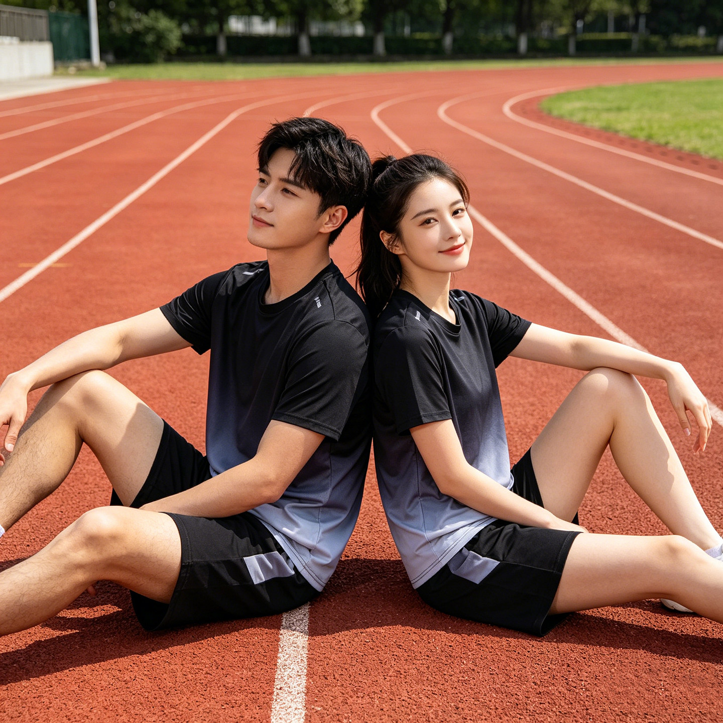 定制运动套装男女短袖T恤速干短裤五分裤跑步团体操羽毛球训练服