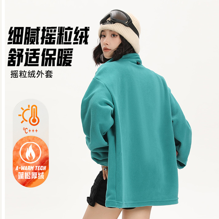 抓绒衣女外套保暖开衫摇粒绒夹克男加绒情侣上衣定制团购印字logo