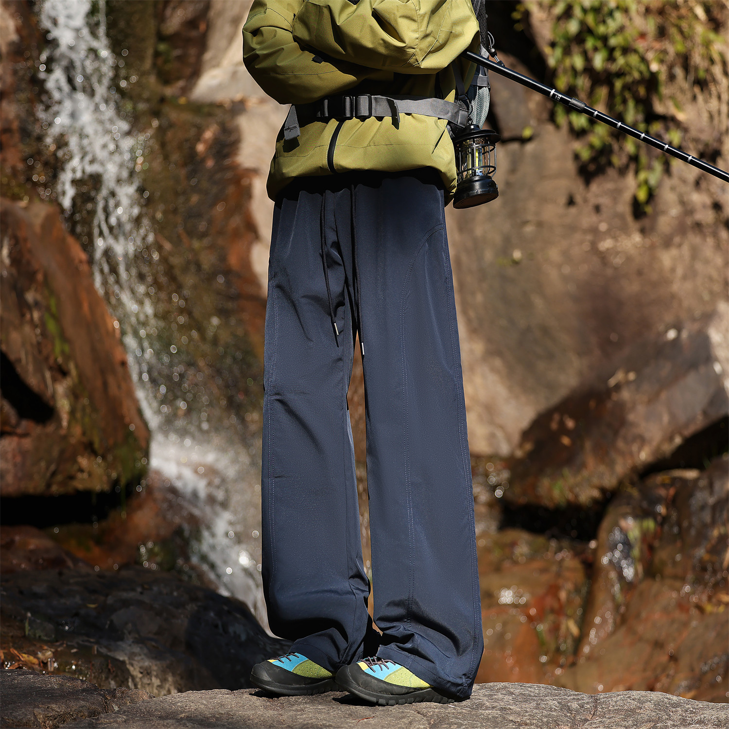 裤子男速干三防冲锋裤cleanfit港风微喇工装休闲长裤女团购印logo