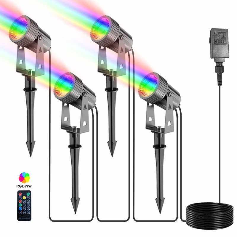 LED插地户外七彩投光灯IP防水庭院园林装饰景观灯夜晚户外草坪灯