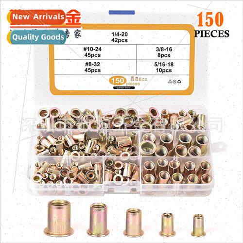 150pcs Rivet Nut BSP US Galvanized Serrated Nut Flat Head Ri