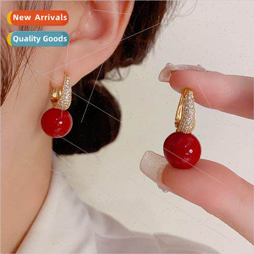 Vintage fashion red oil drop earrings earrings niche minimal