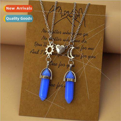 New luminous hexagonal column pendant necklace couple love m