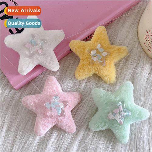2023 autumn winter new plush pentagram hair clips candy colo
