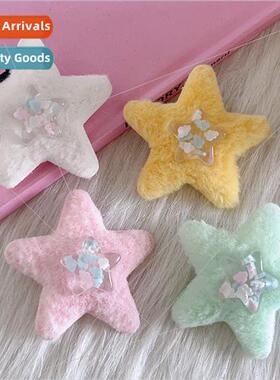 2023 autumn winter new plush pentagram hair clips candy colo