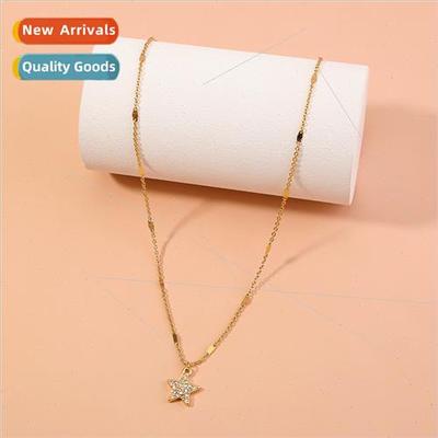 Five Star Necklace Women ins Gold Diamond Necklace Star Neck