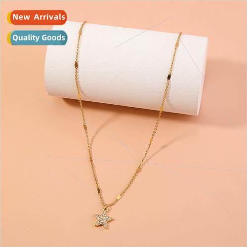 Five Star Necklace Women ins Gold Diamond Necklace Star Neck