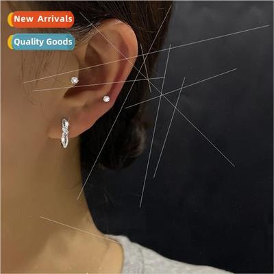 Super sparkling zirconia twist earrings female cross knot ea