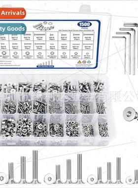 1500pcs304 flat head hexagon socket screws nuts set machine