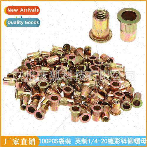Flat head vertical thread pull cap rivet nuts 100PCS inch nu