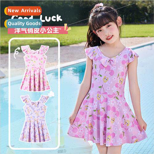 Playful Princess Girls Swimsu Cute ttle Fresh Childrens One-