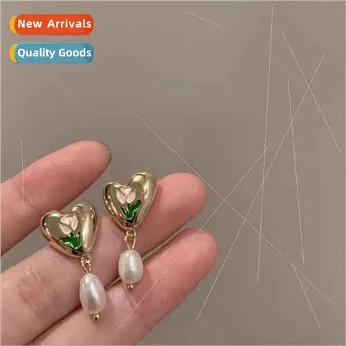 drip glaze tulip earrings female retro fashion silver needle