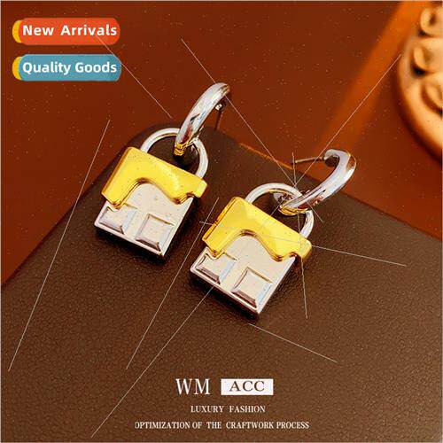 lver needle chocolate square geometric earrings creative ear