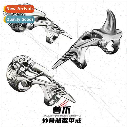 che ins vintage punk skull knuckle ring metal animal claw ad