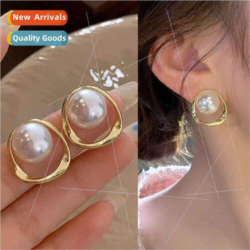Vintage circle large pearl earrings适用women French niche ea
