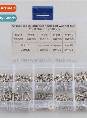 300pcs Stainless Steel 304 TM Cross Large Flat Head Bolt wh