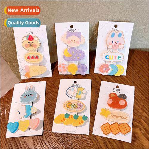 3 sets super cute cartoon hair clips combination girl heart