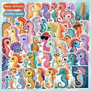 50 Cute Colorful Seahorse Animal Stickers DIY Decoration gga
