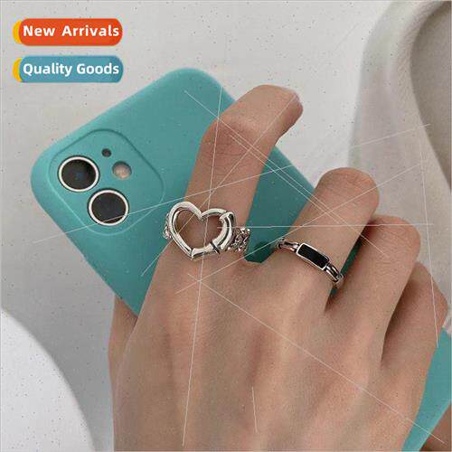 Skeleton love heart ring female open ring niche ins tide fem