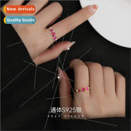 S925 lver mple Japan Orange Garnet Ring Vintage Gemstone Ope