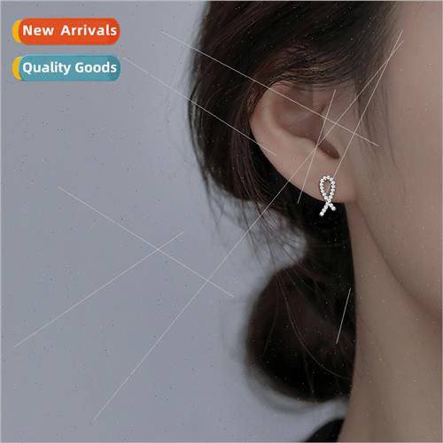 Small fish earrings creative flash diamond geometric knot ea