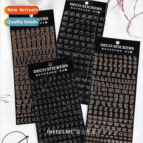 Hot silver PET stickers magic letters digal letters handbook