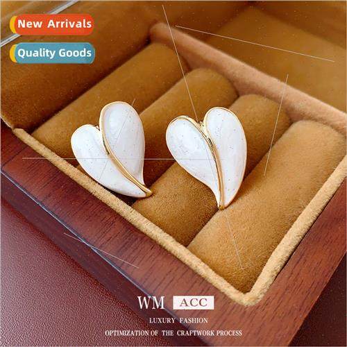 silver needle oil drop heart earrings small hundred match ea