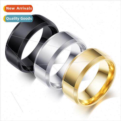 Europe ins tanium steel ring 8mm glossy ring simple men hund