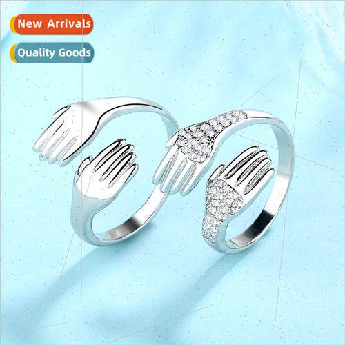 Couple rings适用men women palm love embrace zirconia live bp