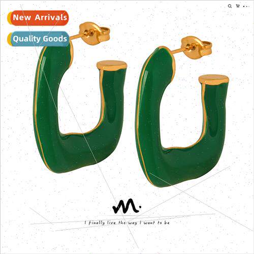 che retro simple emerald drop earrings girls popular summer