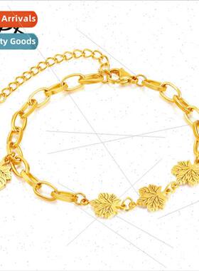 Europe fashion stainless steel small leaves jewelry simple v