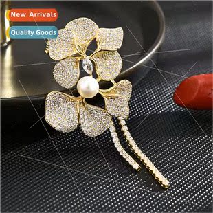 Zirconia floral tassel brooch women corsage versatile tide s