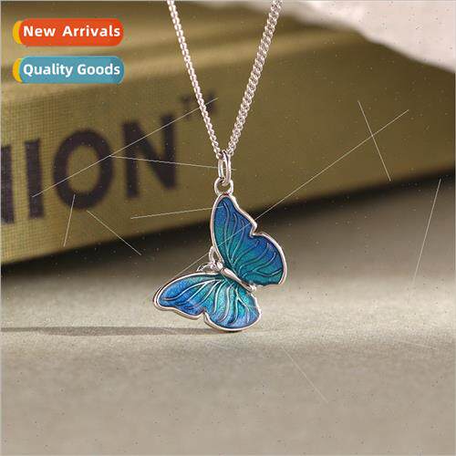 S925 butterfly necklace silver collarbone chain female Europ