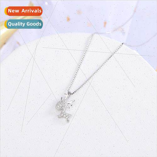 S925 silver Korea diamonds cute deer necklace Christmas gift
