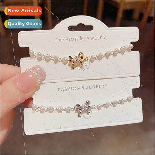 Summer fashion sweet simple zirconia bow pearl bracelet nich