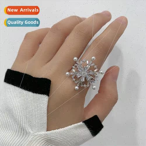 Copper plated inlaid zirconia geometric ring women ins summe