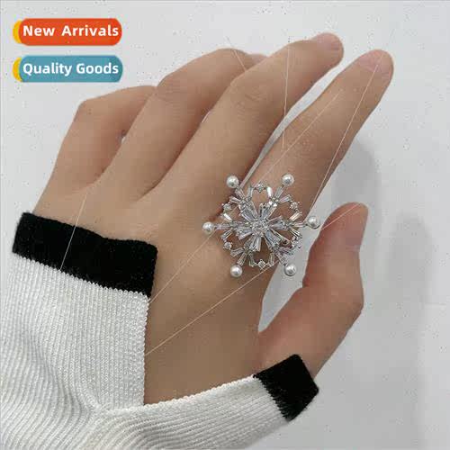 Copper plated inlaid zirconia geometric ring women ins summe