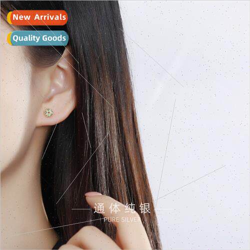 925 silver plated delicate flower earrings French niche retr