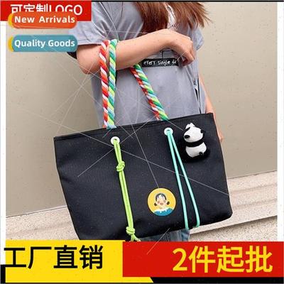 Korealarge-capacy canvas female commuter bag 2023 fall out t