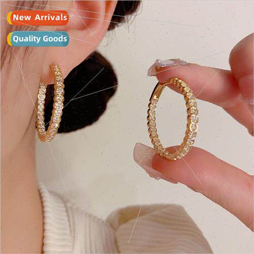 Fashion simple row zirconium large earrings delicate niche h