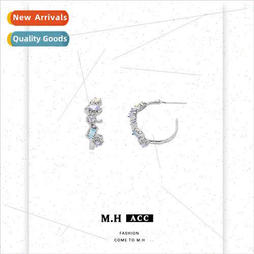 Summer new colorful diamond irregular C ring earrings female