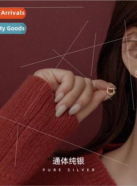 S925 silver skeletonized earrings female simple full diamond