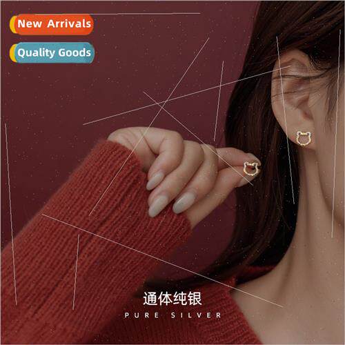 S925 silver skeletonized earrings female simple full diamond