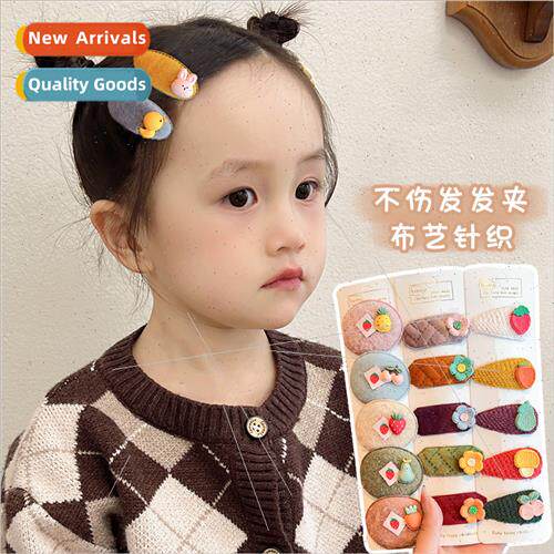 children girls baby Korea simple fabric knted hair clips cut