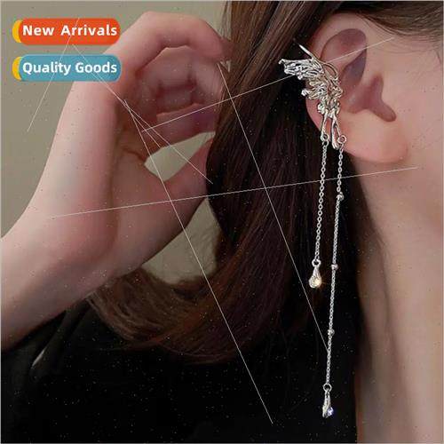 2022 Metallic texture bow chain tassel long ear clip summer