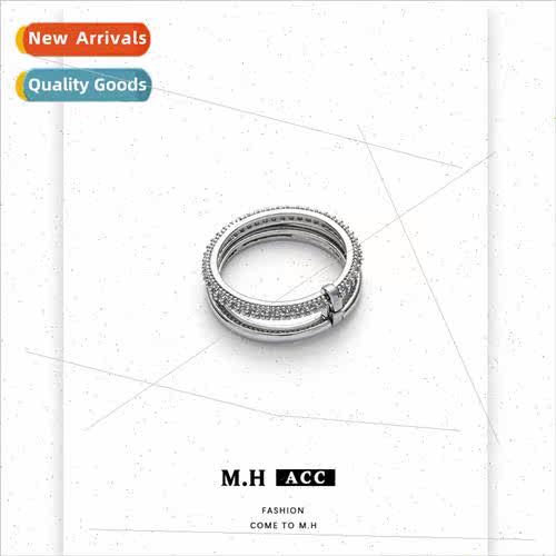 Double folding circle ring female niche minimalist geometric