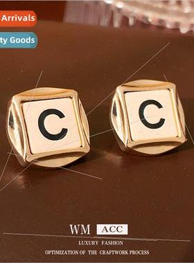 lver needle letters square metal earrings fashion earrings s