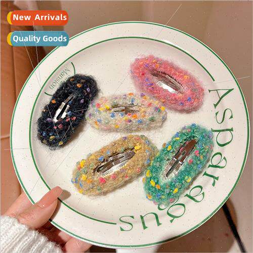 Autumn winter plush retro color dots bb clip sweet girls sid