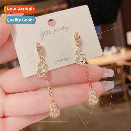 s925 silver needle Korea gourd long tassel earrings female d