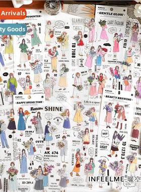 Flowers love PET sectional tape Korea characters girl handbo